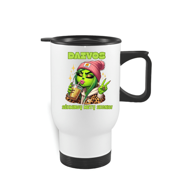 Kelioninis puodelis SĖKMINGŲ METŲ SKONIS, 450 ml (SU NORIMU VARDU)