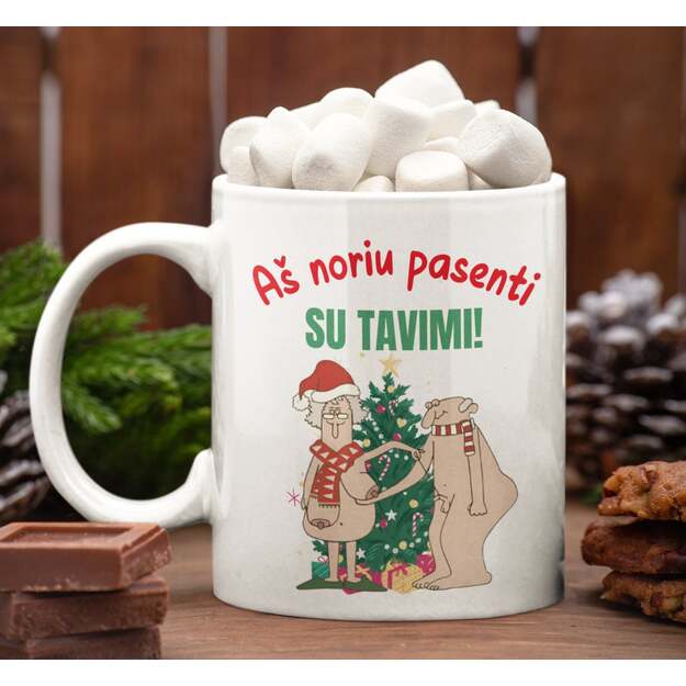 Kalėdinis puodelis AŠ NORIU PASENTI SU TAVIMI