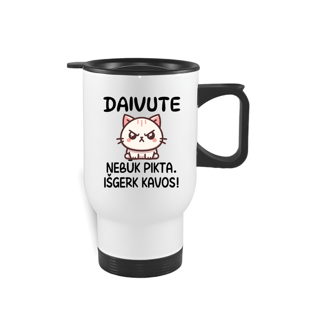 Termo puodelis NEBŪK PIKTA, IŠGERK KAVOS, 450 ml