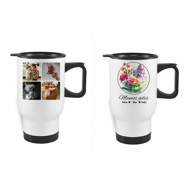 Kelioninis puodelis MAMOS GĖLĖS, 450 ml