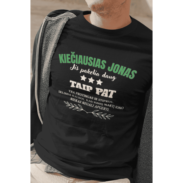 UNISEX marškinėliai KIEČIAUSIAS JONAS