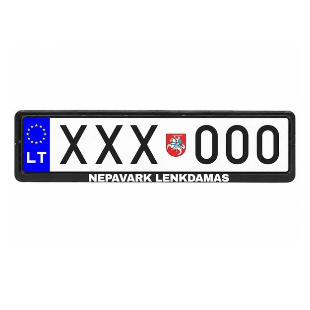 Automobilio numerių rėmelis su užrašu NEPAVARK LENKDAMAS