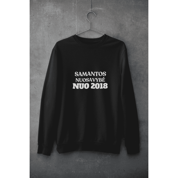 UNISEX džemperis NUOSAVYBĖ (SU NORIMU TEKSTU ANT RANKOVĖS)