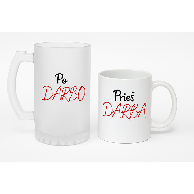Bokalo ir puodelio rinkinys PRIEŠ DARBĄ / PO DARBO