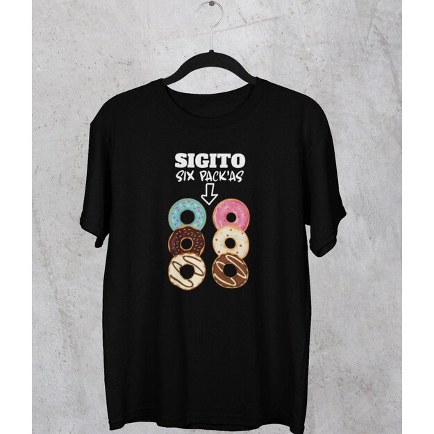 UNISEX marškinėliai SIX PACK'AS (SU NORIMU VARDU)