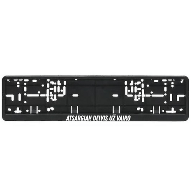 Automobilio numerių rėmelis su užrašu ATSARGIAI DEIVIS UŽ VAIRO (SU NORIMU VARDU)