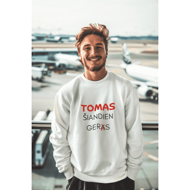 Vyriškas džemperis TOMAS ŠIANDIEN GERS (SU NORIMU VARDU)