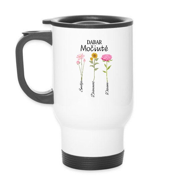 Kelioninis puodelis PIRMA MAMA / DABAR MOČIUTĖ su vaikų ir anūkų vardais, 450 ml 1