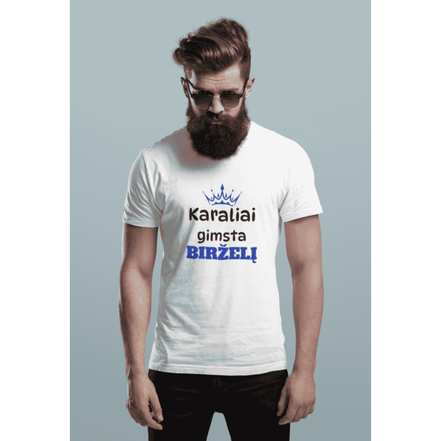 Vyriški marškinėliai KARALIAI GIMSTA BIRŽELĮ (MĖNESĮ GALIMA PASIRINKTI)