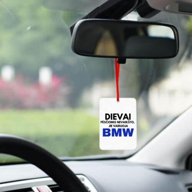 Automobilio pakabukas DIEVAI PĖSČIOMIS NEVAIKŠTO JIE VAIRUOJA BMW (MARKĘ GALIMA RINKTIS)