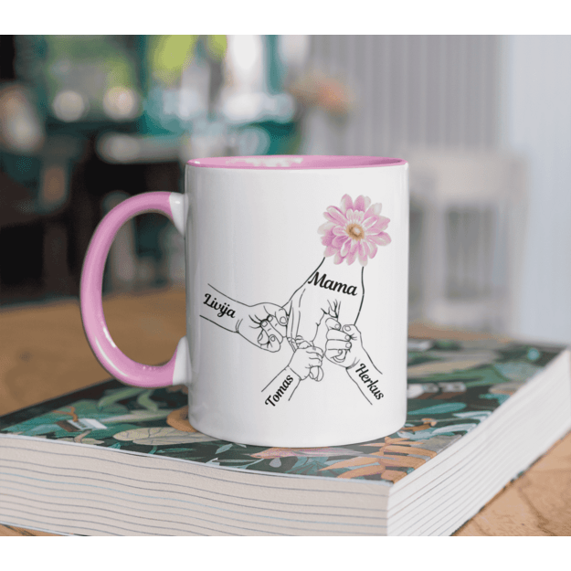 Puodelis MAMA su vaikų vardais (VAIKŲ SKAIČIŲ GALIMA RINKTIS)