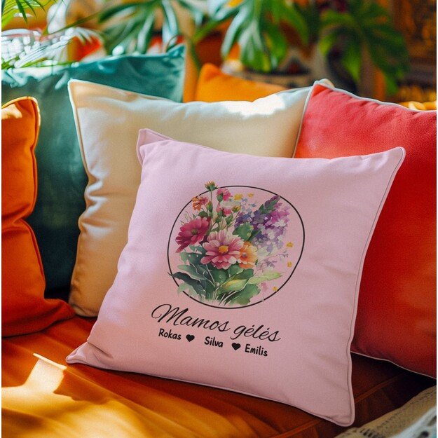 Pagalvėlė MAMOS GĖLĖS (SU VAIKŲ VARDAIS)