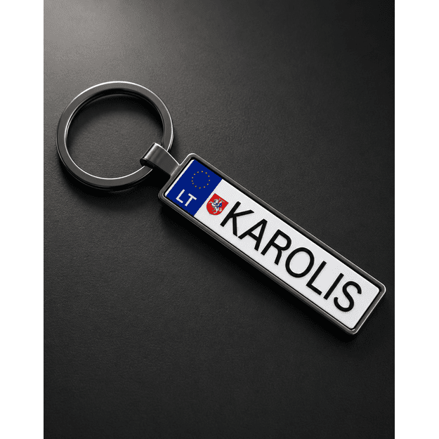 Raktų pakabukas su automobilio numeriu