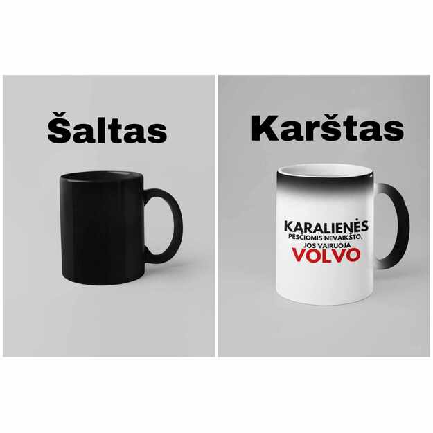 Magiškas puodelis KARALIENĖS PĖSČIOMIS NEVAIKŠTO, JOS VAIRUOJA AUDI (AUTOMOBILIO PAVADIMĄ GALIMA RINKTIS)