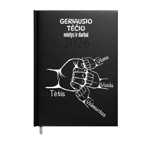 2026 m. darbo kalendorius GERIAUSIO TĖČIO MINTYS IR DARBAI (SU VAIKŲ VARDAIS)