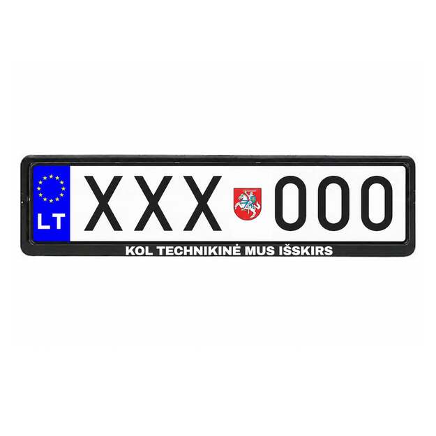 Automobilio numerių rėmelis su užrašu KOL TECHNIKINĖ MUS IŠSKIRS