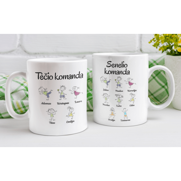 Puodelis TĖČIO KOMANDA / SENELIO KOMANDA (SU VAIKŲ IR ANŪKŲ VARDAIS)