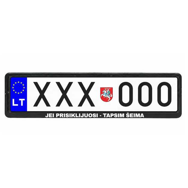 Automobilio numerių rėmelis su užrašu JEI PRISIKLIJUOSI - TAPSIM ŠEIMA
