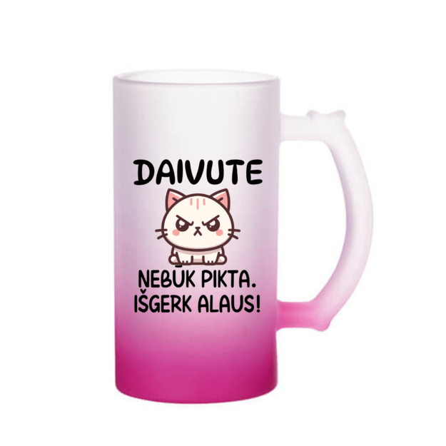 Bokalas NEBŪK PIKTA. IŠGERK ALAUS (VARDĄ GALIMA PASIRINKTI)
