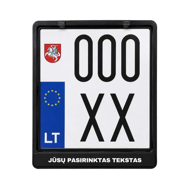 Motociklo numerių rėmelis su jūsų pasirinktu tekstu