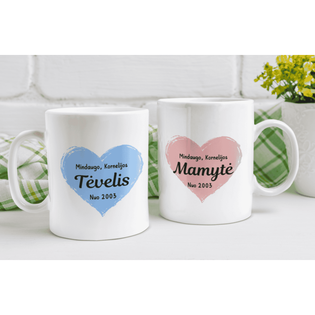 Puodelių rinkinys MAMYTĖ IR TĖVELIS
