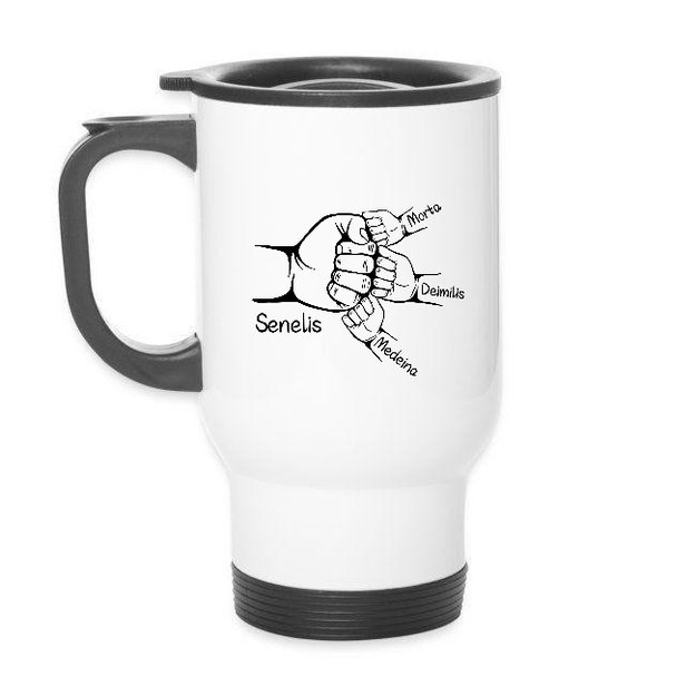 Termo puodelis TĖTIS / SENELIS su vaikų ir anūkų vardais, 450 ml