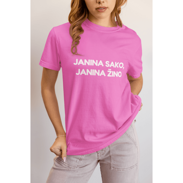 UNISEX marškinėliai JANINA SAKO JANINA ŽINO...(SU JŪSŲ NORIMU VARDU)