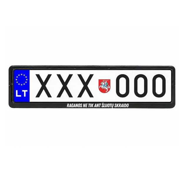 Automobilio numerių rėmelis su užrašu RAGANOS NE TIK ANT ŠLUOTŲ SKRAIDO