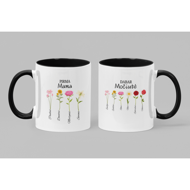 Magiškas puodelis PIRMA MAMA / DABAR MOČIUTĖ su vaikų ir anūkų vardais 1