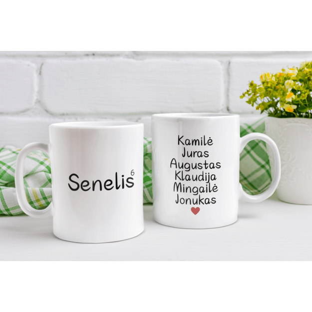 Puodelis SENELIS su anūkų vardais