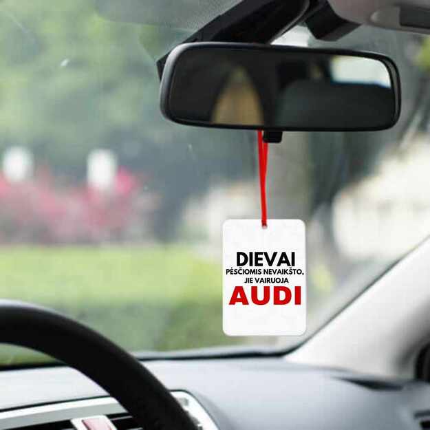 Automobilio pakabukas DIEVAI PĖSČIOMIS NEVAIKŠTO JIE VAIRUOJA AUDI (MARKĘ GALIMA RINKTIS)